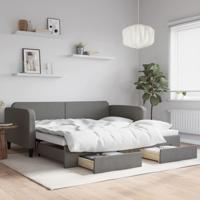Slaapbank onderschuifbed en lades 100x200 cm stof donkergrijs