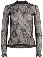 Nina Ricci blouse en dentelle à col montant - Noir