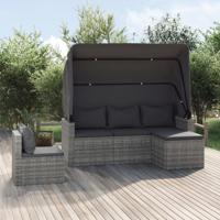 4-delige Loungeset met kussens poly rattan grijs