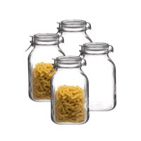 Bormioli Rocco Voorraadpot / weckpot - 4x - transparant - glas - 21 x 13 cm - 2 Liter