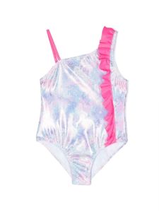 Billieblush maillot de bain volanté à paillettes - Blanc