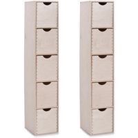 Kantoor organizer ladeblok - 2x - 5 lades - 21 x 18 x 87 cm - hout - thumbnail