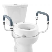 VEVOR verhoogde toiletbril, 88,9 mm hoog, draagvermogen 136 kg, voor ronde standaardtoiletten, aluminium leuning, met EVA-armsteunkussen, voor senioren, gehandicapten, patiënten, zwangere vrouwen, medische professionals