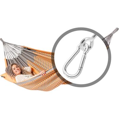 Tweepersoons hangmat met bevestiging - 350x160cm - OranjeRoze - 160kg draagkracht- 100% katoen - binnen & buiten