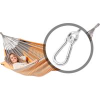 Tweepersoons hangmat met bevestiging - 350x160cm - OranjeRoze - 160kg draagkracht- 100% katoen - binnen & buiten Tweepersoons hangmat met bevestiging - 350x160cm - OranjeRoze - 160kg draagkracht- 100% katoen - binnen & buiten