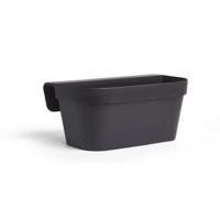 Jardiniere+haak - GARDEN ID Star - Zwart-Anth 50 x 21 cm - Eenvoudige bevestiging - Waterreserve - gerecycled en 100% recyclebaar