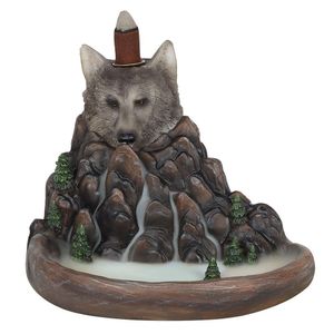 Backflow Wierook Houder Bronskleurige Grijze Wolf Polyresin (16 cm)