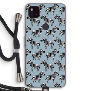 Zebra: Pixel 4a 5G Transparant Hoesje met koord