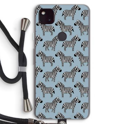 Zebra: Pixel 4a 5G Transparant Hoesje met koord