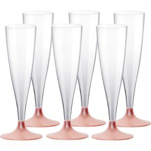 Champagneglazen - 60x - plastic - 140 ml - rose goud - herbruikbaar