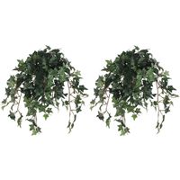 2x stuks hedera klimop kunstplanten groen in pot L45 x B25 x H25 cm - Kunstplanten - thumbnail