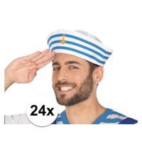 Verkleed hoedje matroos - 24x - volwassenen - lichtblauw - polyester - marine/sailor