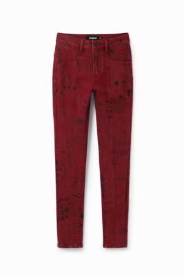 Push-up skinny jeans met krantenknipsels - RED - 40