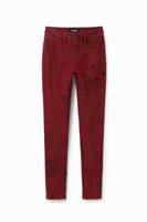 Push-up skinny jeans met krantenknipsels - RED - 40