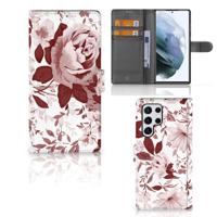 Hoesje Samsung Galaxy S22 Ultra Watercolor Flowers | Portemonnee hoesje