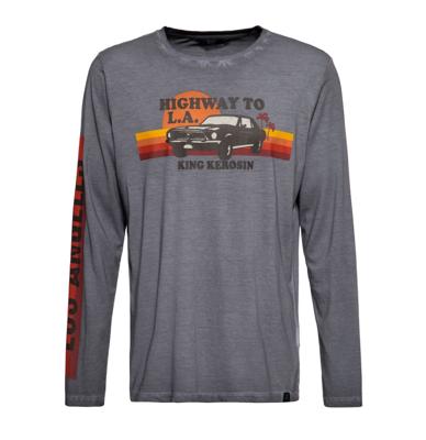 King Kerosin Highway To LA Longsleeve Shirt Steel Grey-L