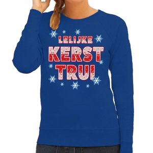 Blauwe kersttrui / kerstkleding Lelijke kerst trui voor dames 2XL (44)  -