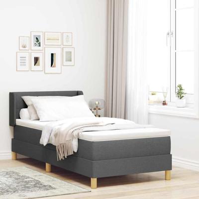 Boxspringbed met Matras in Donkergrijs, 80 x 200 cm, Stof.