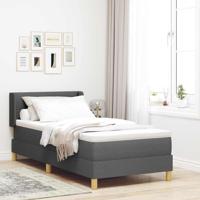 Boxspringbed met Matras in Donkergrijs, 80 x 200 cm, Stof.