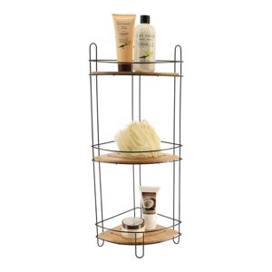 Badkamer organizer - zwart - metaal/hout - 3 lagen - 61 x 27 x 20 cm - douche rek