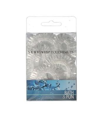 BATH & FUN douchemuts wegwerp 5 stuks transparant