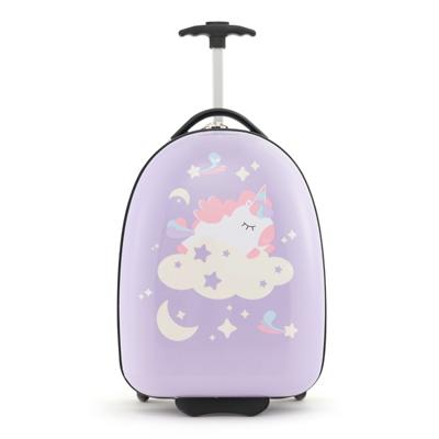 41cm Handbagage voor Kinderen op Wieltjes Harde Koffer met Aluminium Handvat op 2 Niveaus Lichtgewicht Draagbaar Paars