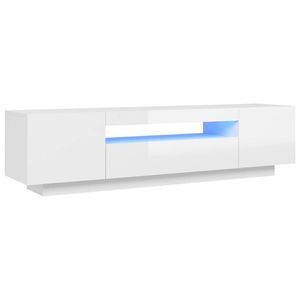 The Living Store Hifi-tv-meubel - 160 x 35 x 40 cm - Hoogglans wit - Met RGB LED-verlichting