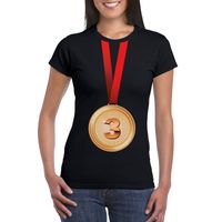 Bronzen medaille kampioen shirt zwart dames