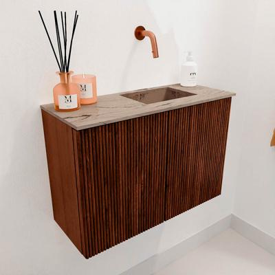 Toiletmeubel Mondiaz Joya Dlux | 60 cm | Meubelkleur Ruby | Faye wastafel Arena Wasbak Rechts | Zonder kraangat(en)