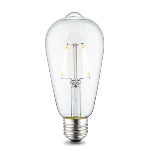 Edison Vintage LED filament lichtbron Drop - Helder - ST64 Deco - Retro LED lamp - 6.4/6.4/14cm - geschikt voor E27 fitting - 2W 160lm 3000K - warm wit licht