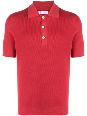 Brunello Cucinelli polo en maille fine nervurée - Rouge