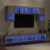 6-delige Tv-wandmeubelset met LED grijs sonoma eikenkleurig 6-delige Tv-wandmeubelset met LED grijs sonoma eikenkleurig