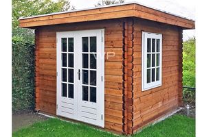 Woodpro Hierden Tuinhuis 250x250 cm 28 mm vuren blank- Plat dak- Onbehandeld vurenhout- Woodpro