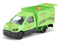 Siku streetscooter BIO bezorgservice speelgoedbestelbus 1:50 metaal/kunststof groen achterklep kan open inclusief stickervellen en kartonnen vellen van levensmiddelen - thumbnail
