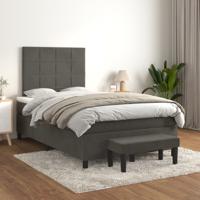 Boxspring met matras fluweel donkergrijs 120x200 cm