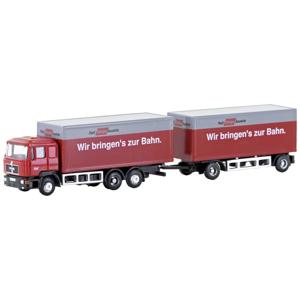 Minis by Lemke LC4608 N Vrachtwagen MAN F90, 3-assige kofferhangertrein Rail Cargo Austria (ÖBB)