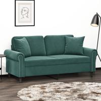 Tweezitsbank met sierkussens 140 cm fluweel donkergroen