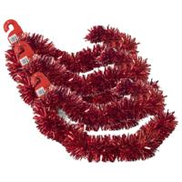 Kerstslingers - 3x stuks - glitter rood - folie - 180 x 12 cm - extra brede slinger/kerstboom versie