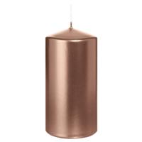Cilinderkaars/stompkaars - metallic ros?goud - 12 x 6 cm - 33 branduren