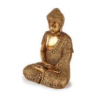 Boeddha beeld polyresin goud zittend 33 cm voor binnen   -