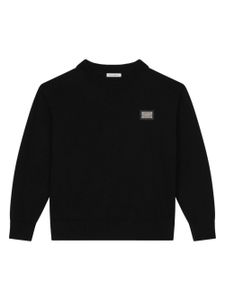 Dolce & Gabbana Kids sweat en laine vierge à plaque logo - Noir