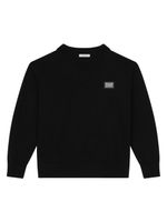 Dolce & Gabbana Kids sweat en laine vierge à plaque logo - Noir