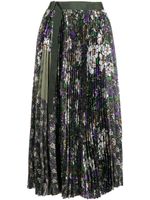 sacai floral-print pleated dress - Vert