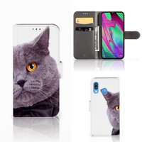 Samsung Galaxy A40 Telefoonhoesje met Pasjes Kat - thumbnail