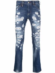 Philipp Plein jean à détails effilochés - Bleu