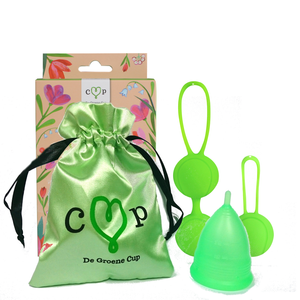 De Groene Cup + bekkenbodemtrainer (Maat: Model III (Medium, OSFA))