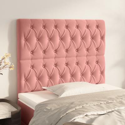 Hoofdborden 2 st 90x7x78/88 cm fluweel roze