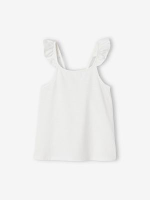 Meisjeshemd met bretels en ruches Basics ecru