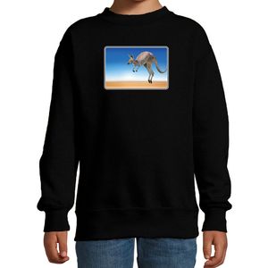 Dieren sweater / trui met kangoeroes foto zwart voor kinderen