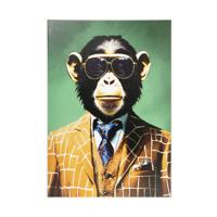 Poster met lijst aap - groen/bruin - 70x50 cm